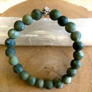Matte Jade Bead Bracelet Stretch Elastic 8 mm